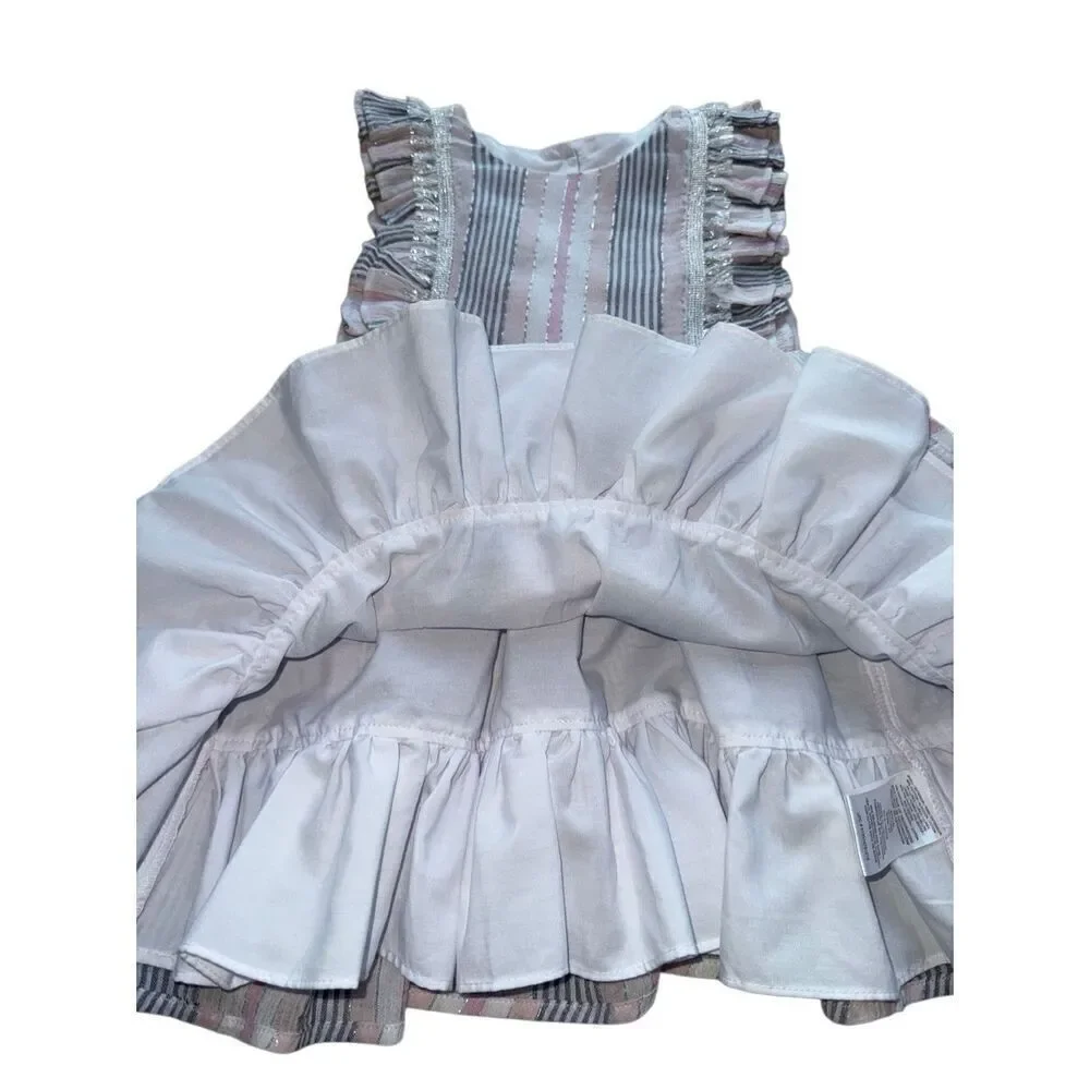 Pippa & Julie Striped Ruffled Flutter Sleeve Seersucker Dress Size 2T